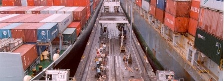 Five Panamax Vessels Transit Successively through Gatun Locks